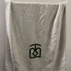 Luxury Cream Bath Towel with Green Logo